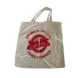 Sno Pac Frozen Vegetables Canvas Tote Bag Cream Red Organic Reusable Grocery Bag